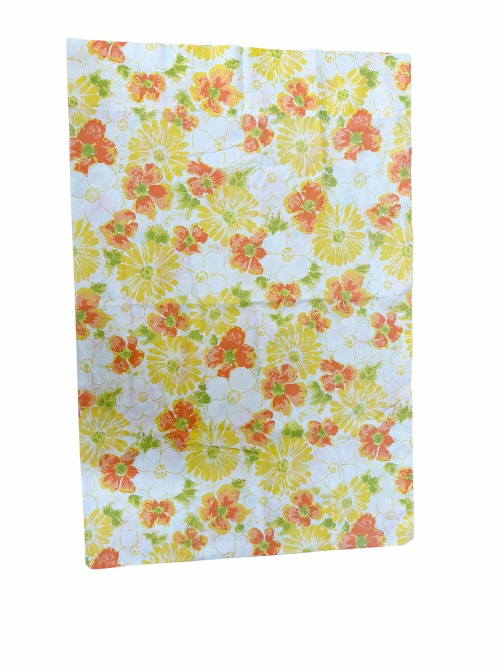 Vtg 70s Dan River Tranquil Pillowcase Floral Flower Power Orange Yellow White